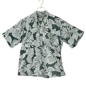 VTG Cooke Street Hawaiian Shirt Reverse Print Popover XL Black Green Palm Hawaii